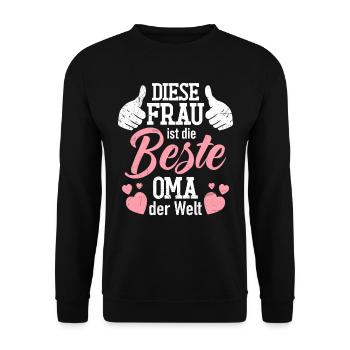 Beste Oma Muttertag weltbeste Oma Großmutter - Unisex Pullover - Schwarz - Vorne - Alina (178cm) & Michal (187cm)