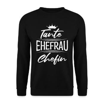 Tante Ehefrau Chefin Legende Auntie Tanten - Unisex Pullover - Schwarz - Vorne - Alina (178cm) & Michal (187cm)