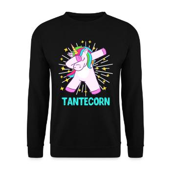 Tanticorn Einhorn Fan Muttertag Tanten Unicorn - Unisex Pullover - Schwarz - Vorne - Alina (178cm) & Michal (187cm)