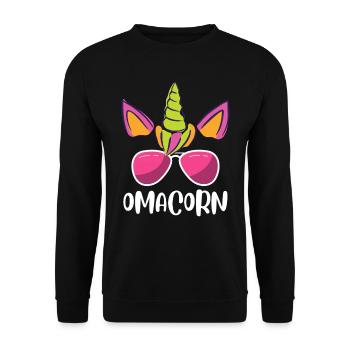 Omacorn Großmutter Muttertag Einhorn Fans - Unisex Pullover - Schwarz - Vorne - Alina (178cm) & Michal (187cm)