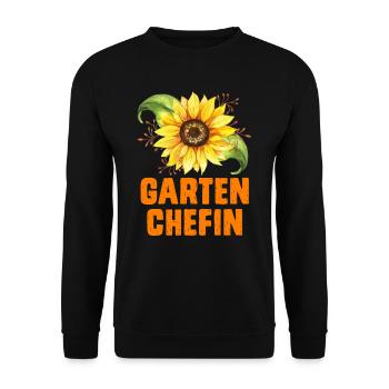 Garten Chefin Sonnenblumen Gartenfreundin - Unisex Pullover - Schwarz - Vorne - Alina (178cm) & Michal (187cm)