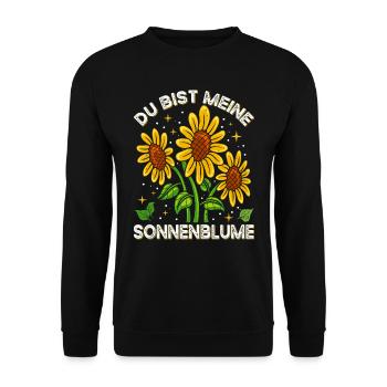 Du bist meine Sonnenblume Liebe Freundschaft - Unisex Pullover - Schwarz - Vorne - Alina (178cm) & Michal (187cm)