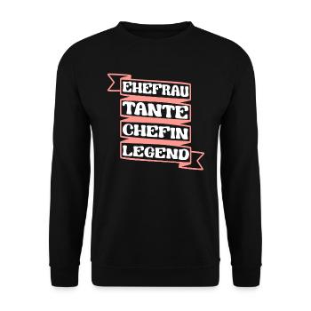 Tante Ehefrau Chefin Legende Auntie Tanten - Unisex Pullover - Schwarz - Vorne - Alina (178cm) & Michal (187cm)