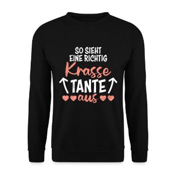Coole Tante Muttertag Beste Tanten Best Aunt - Unisex Pullover - Schwarz - Vorne - Alina (178cm) & Michal (187cm)