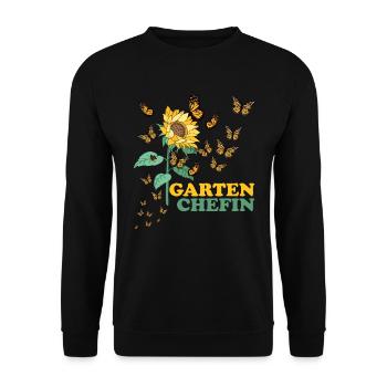 Garten Chefin Sonnenblumen Gartenfreundin Blumen - Unisex Pullover - Schwarz - Vorne - Alina (178cm) & Michal (187cm)