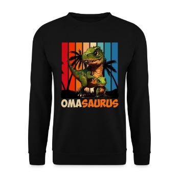 Omasaurus Muttertag Grandma Mama Tag Oma - Unisex Pullover - Schwarz - Vorne - Alina (178cm) & Michal (187cm)