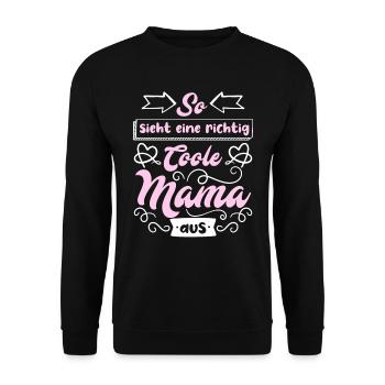 Coole Mama Muttertag weltbeste Mama Mothersday - Unisex Pullover - Schwarz - Vorne - Alina (178cm) & Michal (187cm)