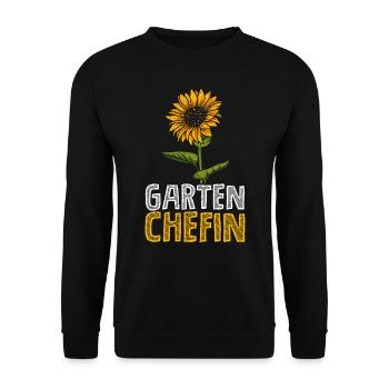Garten Chefin Sonnenblumen Gartenfreundin - Unisex Pullover - Schwarz - Vorne - Alina (178cm) & Michal (187cm)