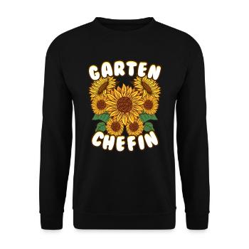 Garten Chefin Sonnenblumen Gartenfreundin - Unisex Pullover - Schwarz - Vorne - Alina (178cm) & Michal (187cm)