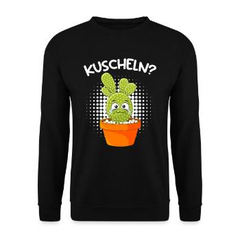 Kuscheln ? Kakteen Sukkulenten Kaktus love - Unisex Pullover - Schwarz - Vorne - Alina (178cm) & Michal (187cm)