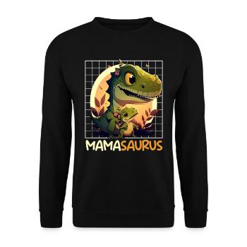 Mamasaurus Muttertag Mama Dinosaurier Mom - Unisex Pullover - Schwarz - Vorne - Alina (178cm) & Michal (187cm)