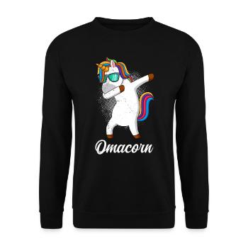 Oma Einhorn Muttertag Fans Grandma Omi - Unisex Pullover - Schwarz - Vorne - Alina (178cm) & Michal (187cm)