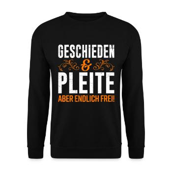 Endlich geschieden Scheidungsparty Scheidung - Unisex Pullover - Schwarz - Vorne - Alina (178cm) & Michal (187cm)