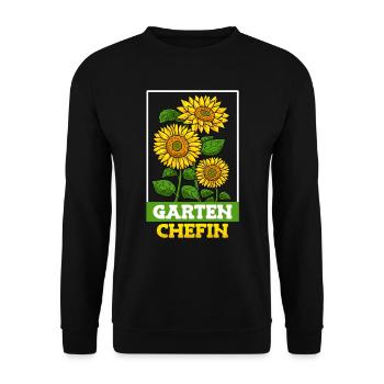 Garten Chefin Sonnenblumen Gartenfreundin Blumen - Unisex Pullover - Schwarz - Vorne - Alina (178cm) & Michal (187cm)