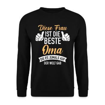 Beste Oma Muttertag weltbeste Oma Großmutter - Unisex Pullover - Schwarz - Vorne - Alina (178cm) & Michal (187cm)