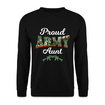 Stolze Tante Army Soldaten Militär Fan Aunties - Unisex Pullover - Schwarz - Vorne - Alina (178cm) & Michal (187cm)