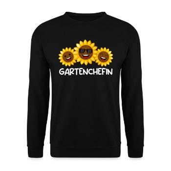 Garten Chefin Sonnenblumen Gartenfreundin Blumen - Unisex Pullover - Schwarz - Vorne - Alina (178cm) & Michal (187cm)