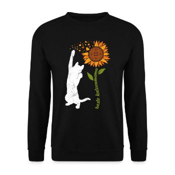 Beste Katzenmama Sonnenblumen Katzenliebhaberin - Unisex Pullover - Schwarz - Vorne - Alina (178cm) & Michal (187cm)