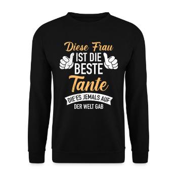Beste Tante Muttertag Tanten weltbeste Tante - Unisex Pullover - Schwarz - Vorne - Alina (178cm) & Michal (187cm)