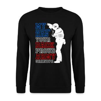 Grandma Militär Fan Soldaten stolze Oma Amerika - Unisex Pullover - Schwarz - Vorne - Alina (178cm) & Michal (187cm)