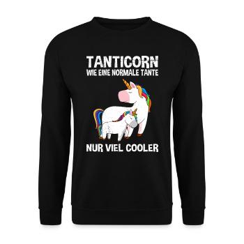 Einhorn cool Muttertag Tanten Einhörner - Unisex Pullover - Schwarz - Vorne - Alina (178cm) & Michal (187cm)