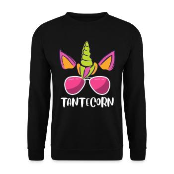 Tanticorn Einhorn Tanten Muttertag Unicorn - Unisex Pullover - Schwarz - Vorne - Alina (178cm) & Michal (187cm)