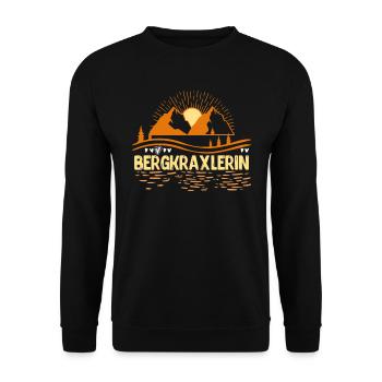 Bergkraxlerin Bergfan Wandern Wanderer - Unisex Pullover - Schwarz - Vorne - Alina (178cm) & Michal (187cm)