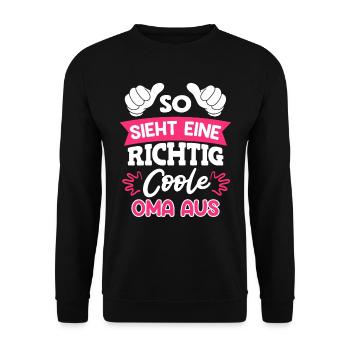 Weltbeste Oma Muttertag coole Oma Granny - Unisex Pullover - Schwarz - Vorne - Alina (178cm) & Michal (187cm)