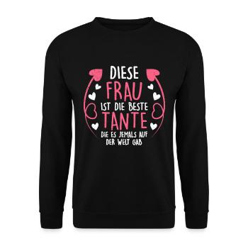 Beste Tante Muttertag Tanten weltbeste Tante - Unisex Pullover - Schwarz - Vorne - Alina (178cm) & Michal (187cm)