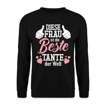 Beste Tante Muttertag Tanten weltbeste Tante - Unisex Pullover - Schwarz - Vorne - Alina (178cm) & Michal (187cm)