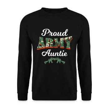 Stolze Tante Army Soldaten Militär Fan Aunties - Unisex Pullover - Schwarz - Vorne - Alina (178cm) & Michal (187cm)