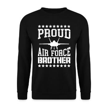 Proud Brother Air Force America I love USA - Unisex Sweatshirt - black - Front - Alina (178cm) & Michal (187cm)