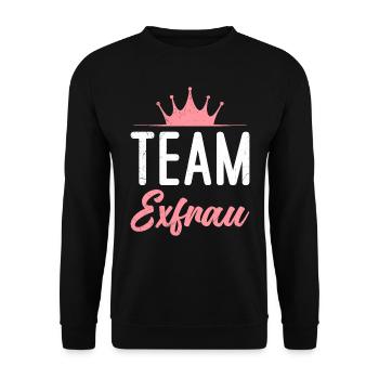 Scheidung Team Ex Frau frisch geschieden glücklich - Unisex Pullover - Schwarz - Vorne - Alina (178cm) & Michal (187cm)
