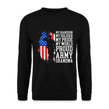 Proud Granny USA Soldiers America Military Patriots - Sweat-shirt Unisexe - noir - Devant - Alina (178cm) & Michal (187cm)