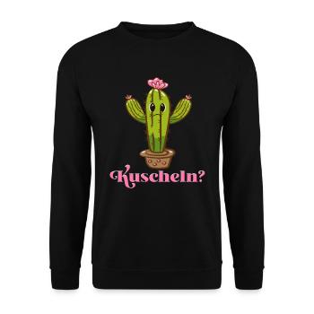 Kuscheln ? Kaktusliebhaber Kakteen Botanik Garten - Unisex Pullover - Schwarz - Vorne - Alina (178cm) & Michal (187cm)