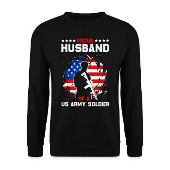 Soldaten Militär Fan Stolzer Ehemann Army - Unisex Pullover - Schwarz - Vorne - Alina (178cm) & Michal (187cm)