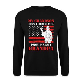 Stolzer Opa Soldaten Enkel Army Fan Amerika - Unisex Pullover - Schwarz - Vorne - Alina (178cm) & Michal (187cm)