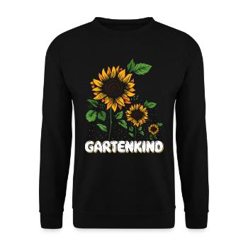 Gartenkind Sonnenblumen Gartenliebhaberin - Unisex Pullover - Schwarz - Vorne - Alina (178cm) & Michal (187cm)
