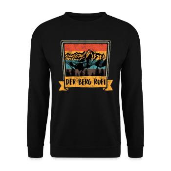 Der Berggipfel ruft Bergfan Wandern - Unisex Pullover - Schwarz - Vorne - Alina (178cm) & Michal (187cm)