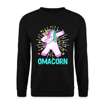 Omacorn Großmutter Muttertag Einhorn Fans - Unisex Pullover - Schwarz - Vorne - Alina (178cm) & Michal (187cm)