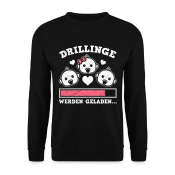Drillinge werden geladen 2024 Triplets - Unisex Pullover - Schwarz - Vorne - Alina (178cm) & Michal (187cm)