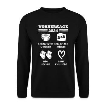 Vorhersage werdende Mama 2024 Baby bald Papa - Unisex Pullover - Schwarz - Vorne - Alina (178cm) & Michal (187cm)