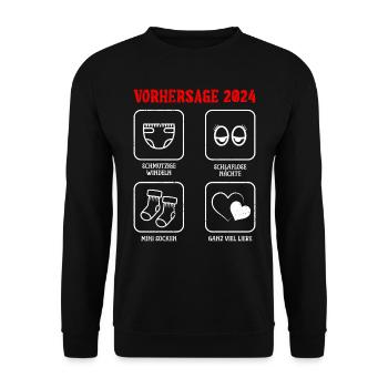 Vorhersage werdende Mama 2024 Baby bald Papa - Unisex Pullover - Schwarz - Vorne - Alina (178cm) & Michal (187cm)