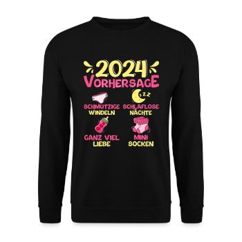 Vorhersage werdende Mama 2024 Baby bald Papa - Unisex Pullover - Schwarz - Vorne - Alina (178cm) & Michal (187cm)