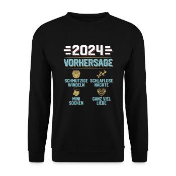 Vorhersage 2024 bald Vater Babyparty 2024 - Unisex Pullover - Schwarz - Vorne - Alina (178cm) & Michal (187cm)