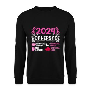 Babyparty Vorhersage 2024 werdende Mama 2024 - Unisex Pullover - Schwarz - Vorne - Alina (178cm) & Michal (187cm)