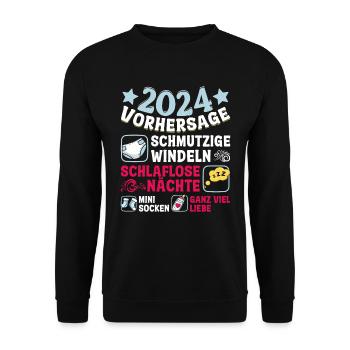 Vorhersage 2024 bald Vater Babyparty 2024 - Unisex Pullover - Schwarz - Vorne - Alina (178cm) & Michal (187cm)