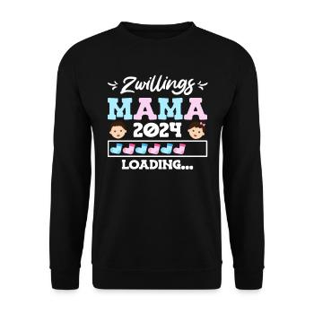 Mama wird geladen 2024 werdende Mama 2024 Baby - Unisex Pullover - Schwarz - Vorne - Alina (178cm) & Michal (187cm)