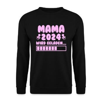 Mama loading 2024 werdende Mama Babyparty 2024 - Unisex Pullover - Schwarz - Vorne - Alina (178cm) & Michal (187cm)