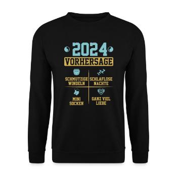 Vorhersage werdende Mama 2024 Baby bald Papa - Unisex Pullover - Schwarz - Vorne - Alina (178cm) & Michal (187cm)